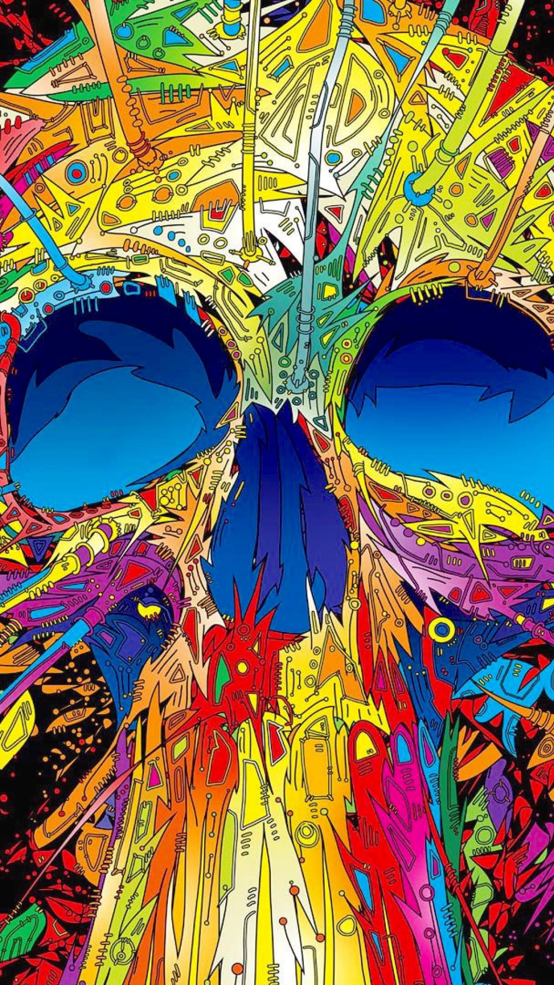 Blue Yellow and Red Abstract Painting. Wallpaper in 1080x1920 Resolution