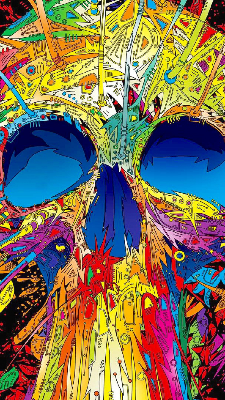 Pintura Abstracta Azul Amarillo y Rojo. Wallpaper in 750x1334 Resolution