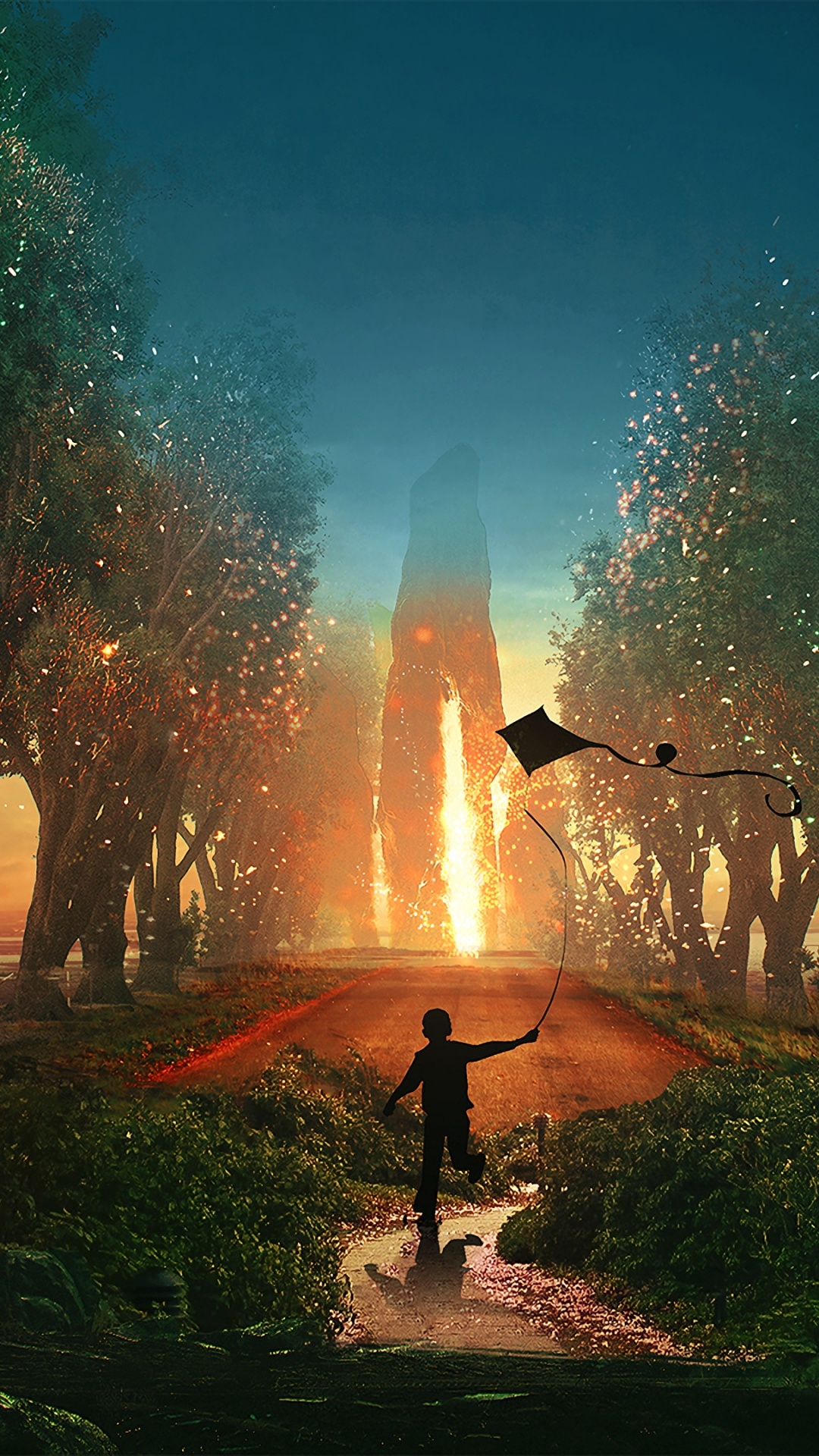 Menschen, Die Nachts in Der Nähe Von Bäumen Stehen. Wallpaper in 1080x1920 Resolution