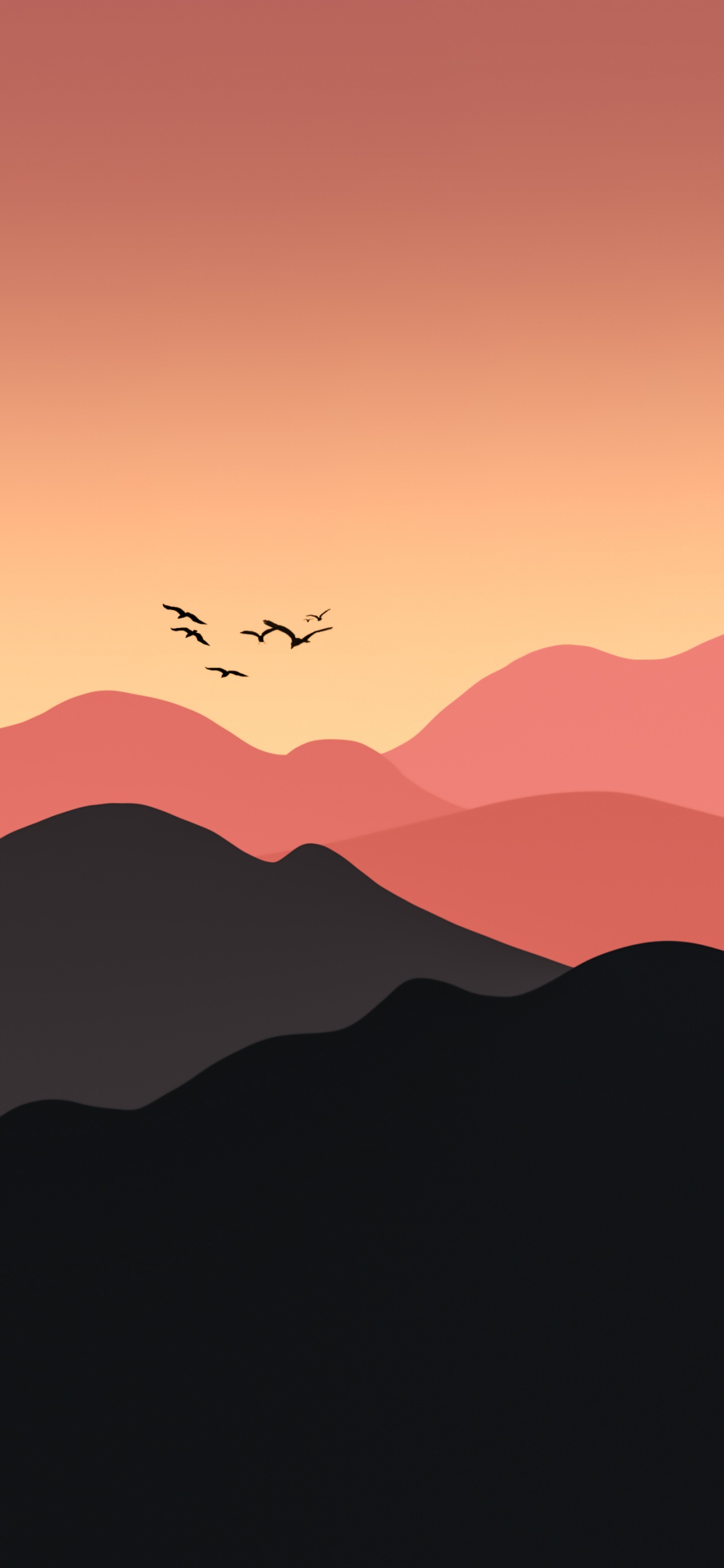 Bird, Atmosphere, Ecoregion, Afterglow, Mountain. Wallpaper in 1125x2436 Resolution