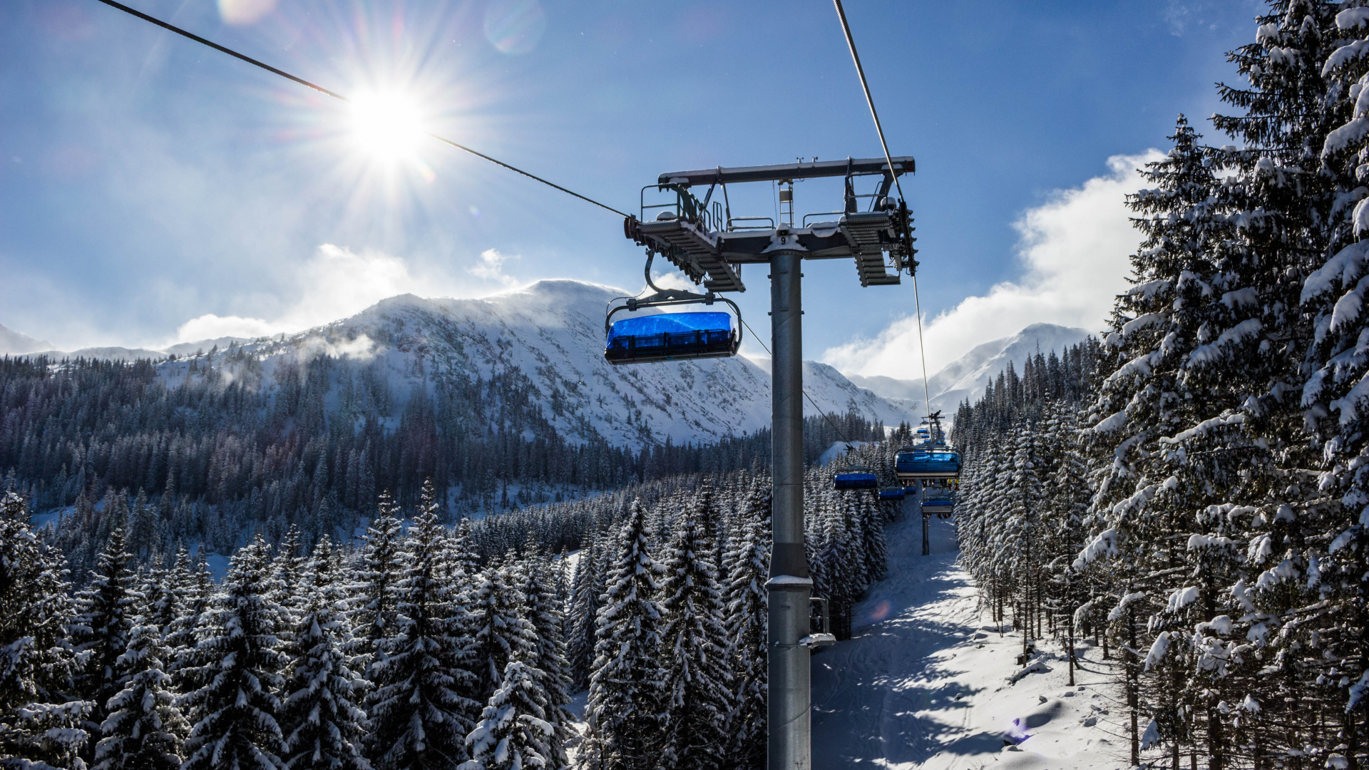 Skiing, Chairlift, Ski Lift, Ski Resort, Snow. Wallpaper in 1920x1080 Resolution