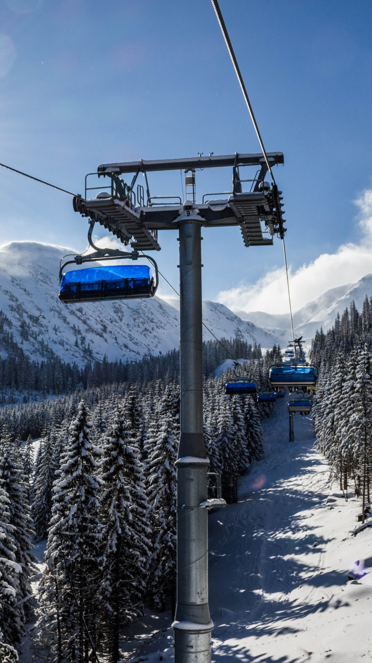 Skiing, Chairlift, Ski Lift, Ski Resort, Snow. Wallpaper in 750x1334 Resolution