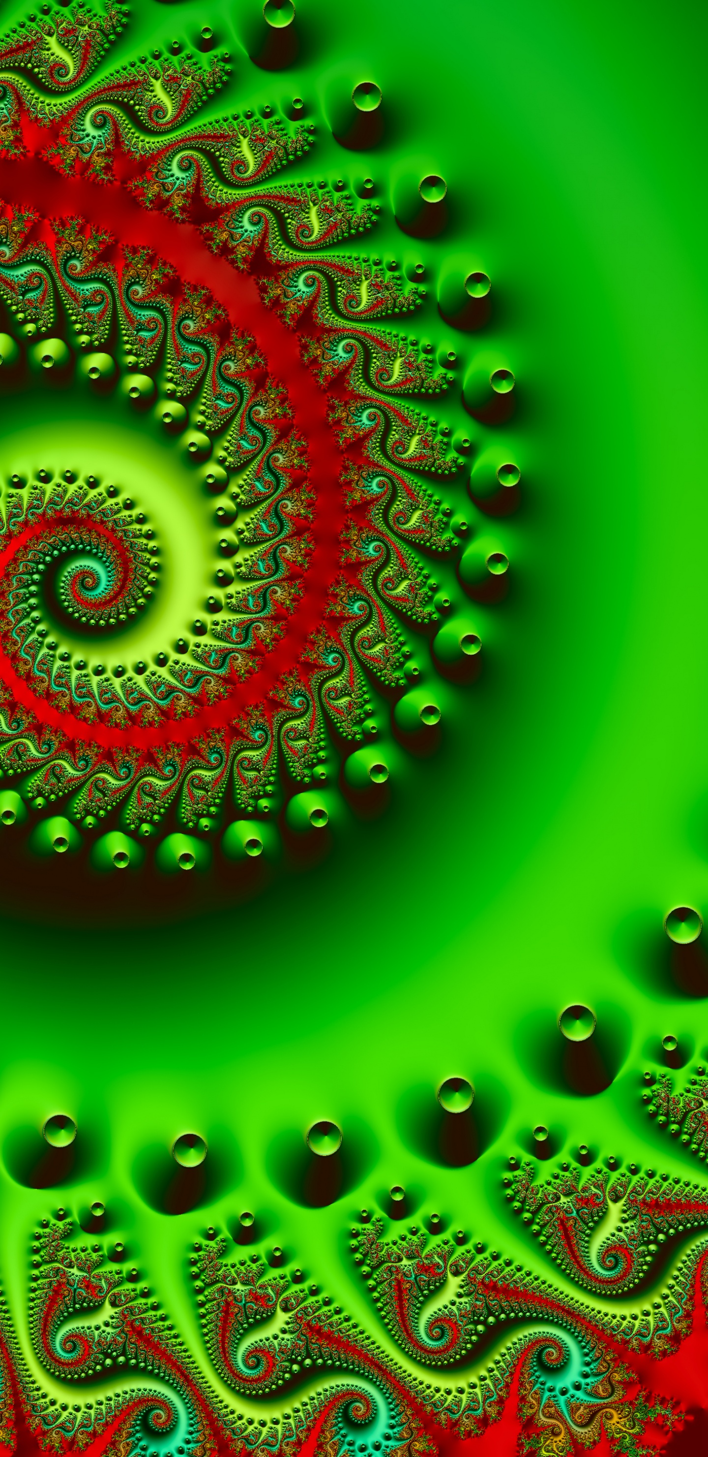 Green and Black Spiral Illustration. Wallpaper in 1440x2960 Resolution