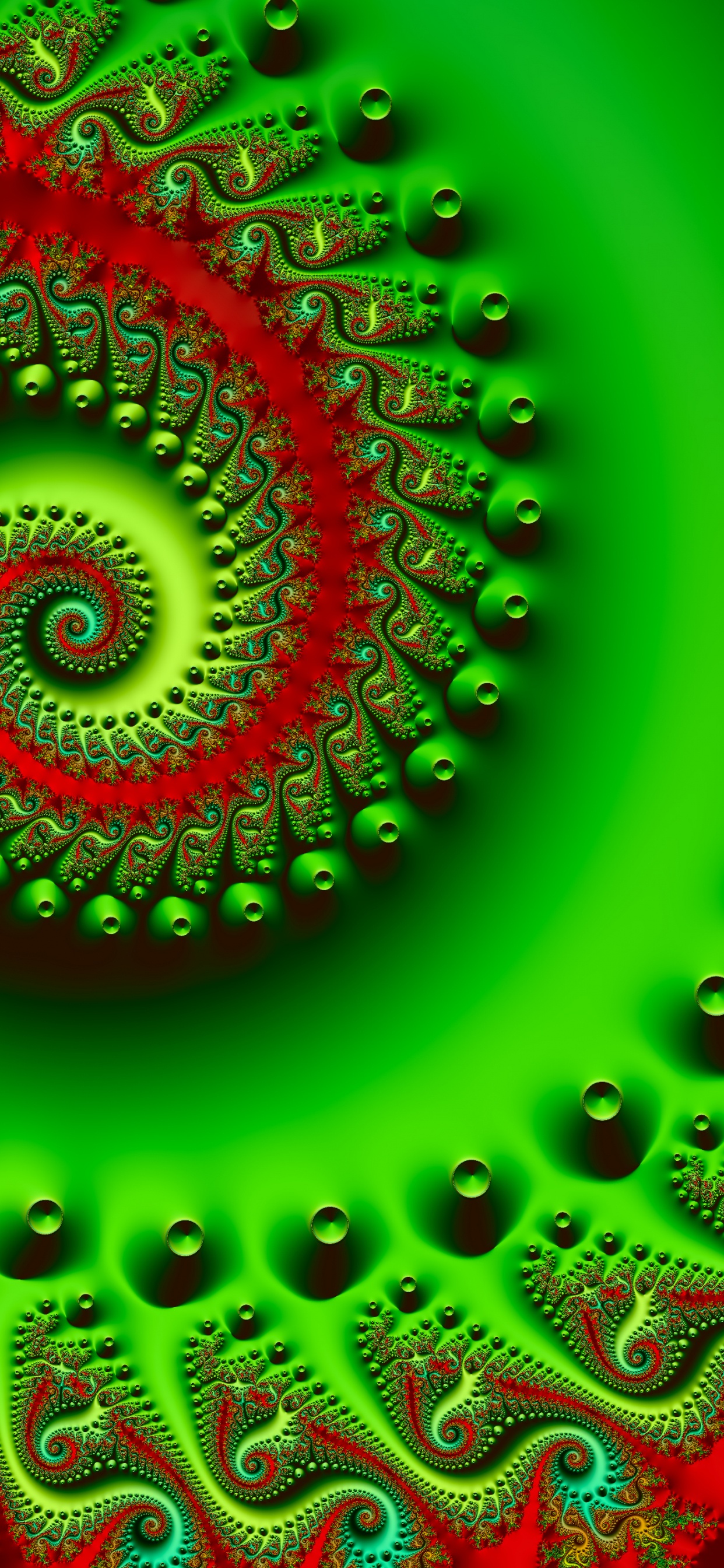 Illustration en Spirale Verte et Noire. Wallpaper in 1242x2688 Resolution