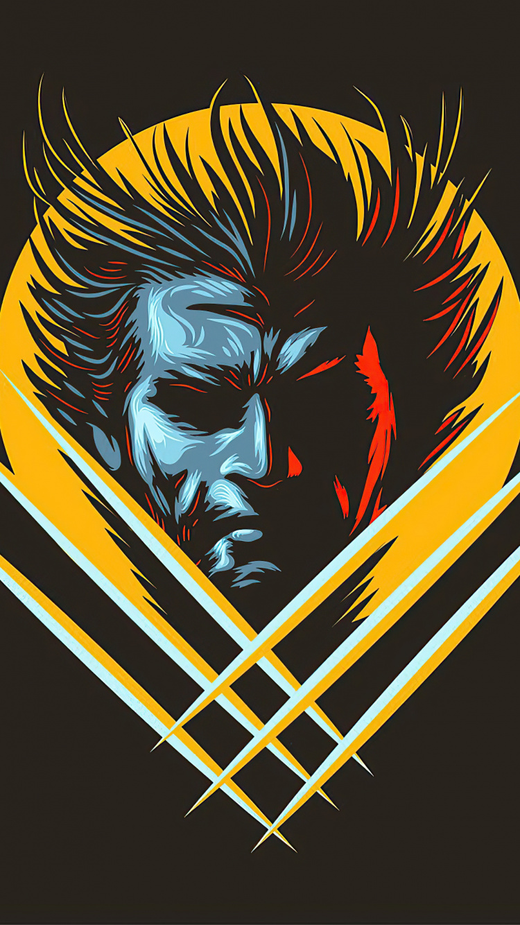 Wolverine, Superhero, Minimalism, Marvel Comics, Comics. Wallpaper in 750x1334 Resolution