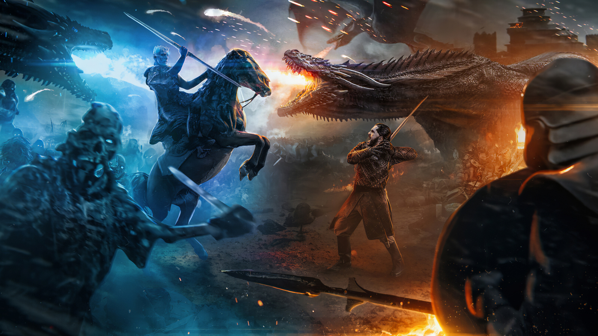 Mann Reitet Pferd Mit Flügelillustration. Wallpaper in 1920x1080 Resolution