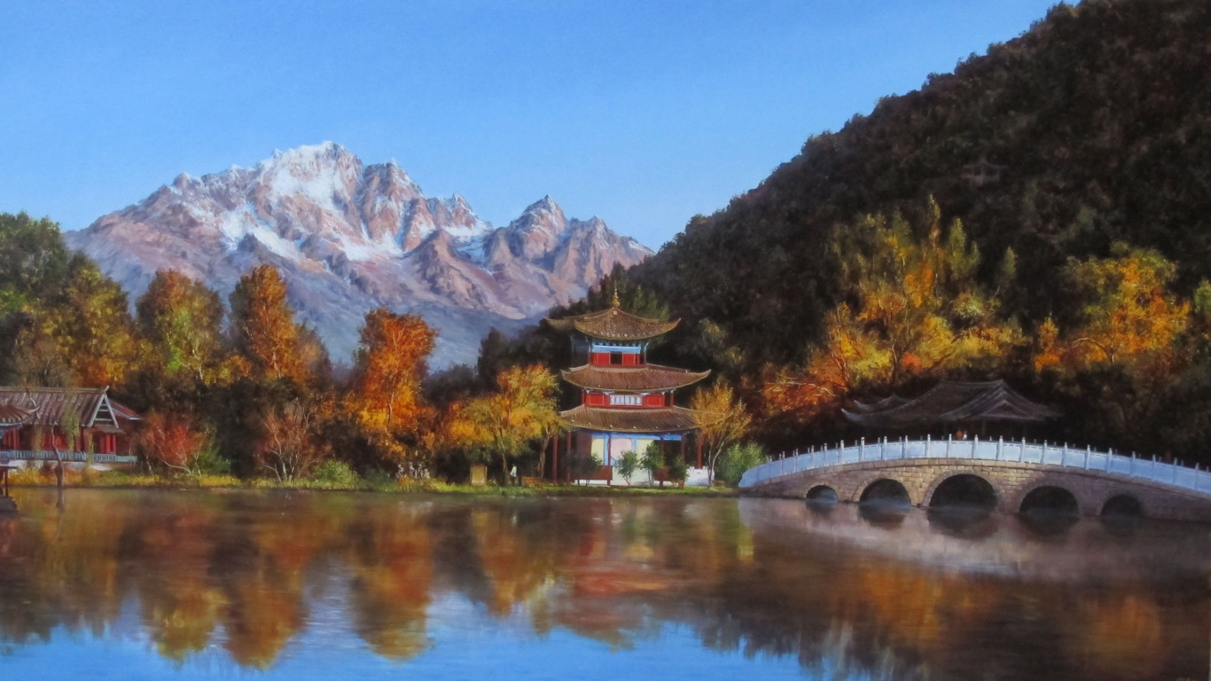 阿尔卑斯山, 反射, 性质, 荒野, 多山的地貌 壁纸 1366x768 允许