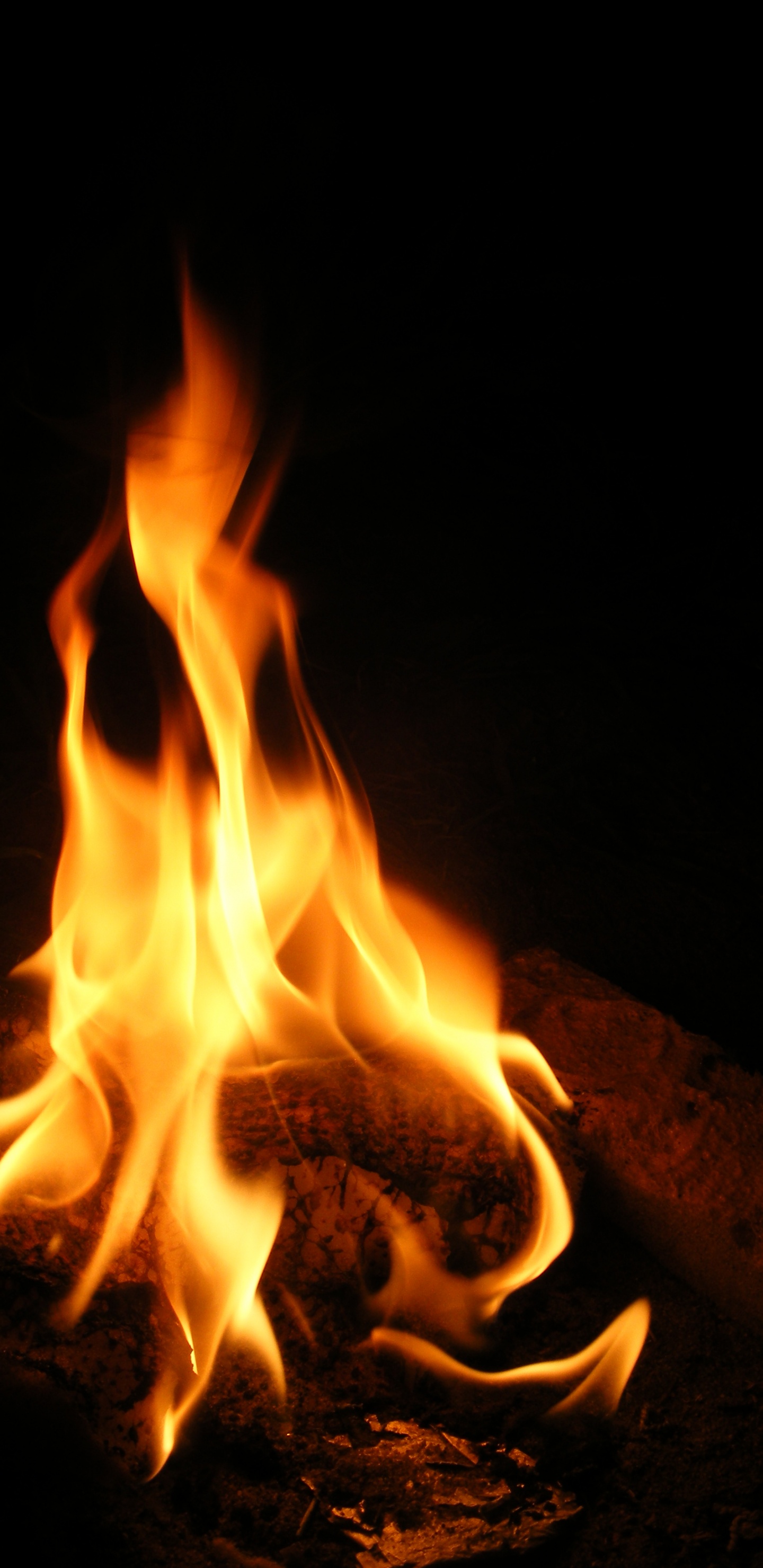 Fire in The Dark During Night Time. Wallpaper in 1440x2960 Resolution