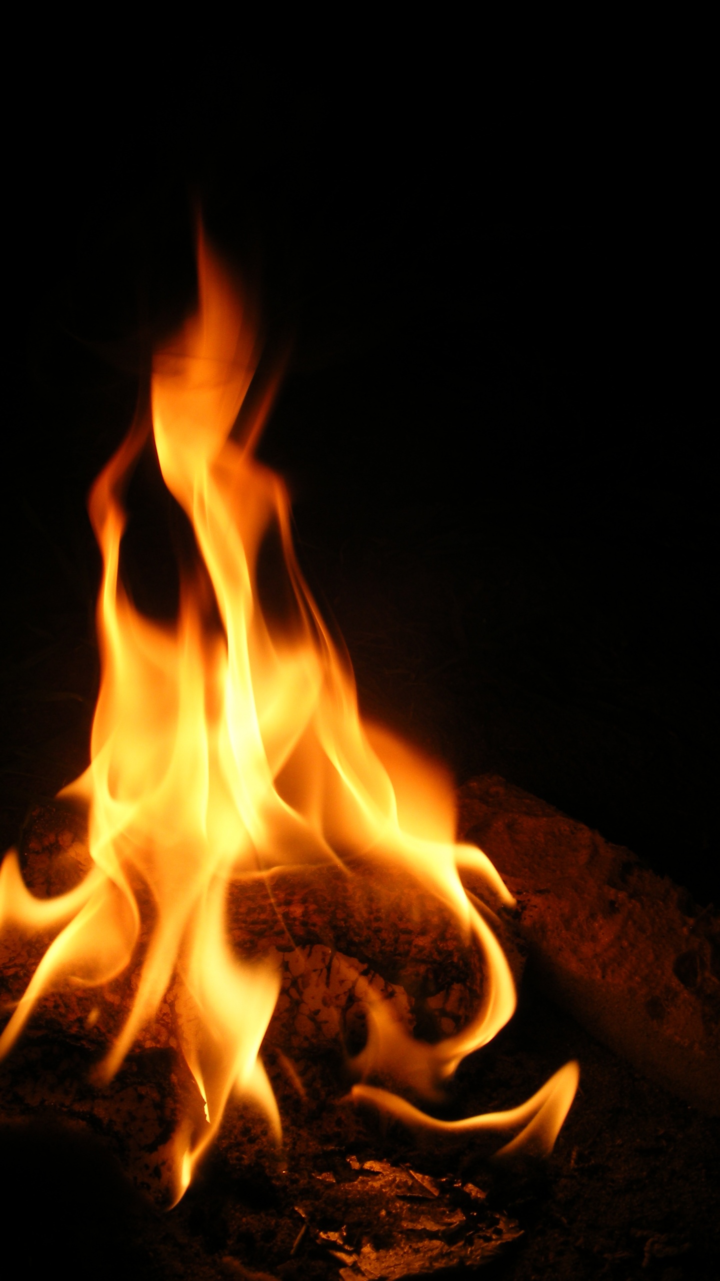 Fuego en la Oscuridad Durante la Noche. Wallpaper in 1440x2560 Resolution