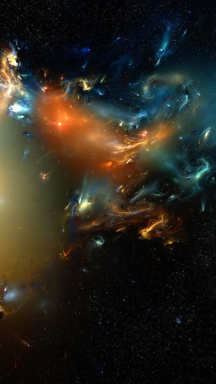 Ilustración de Galaxia Naranja y Azul. Wallpaper in 750x1334 Resolution