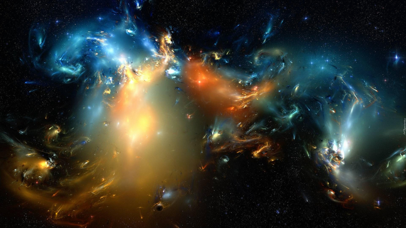 Orange and Blue Galaxy Illustration. Wallpaper in 1366x768 Resolution