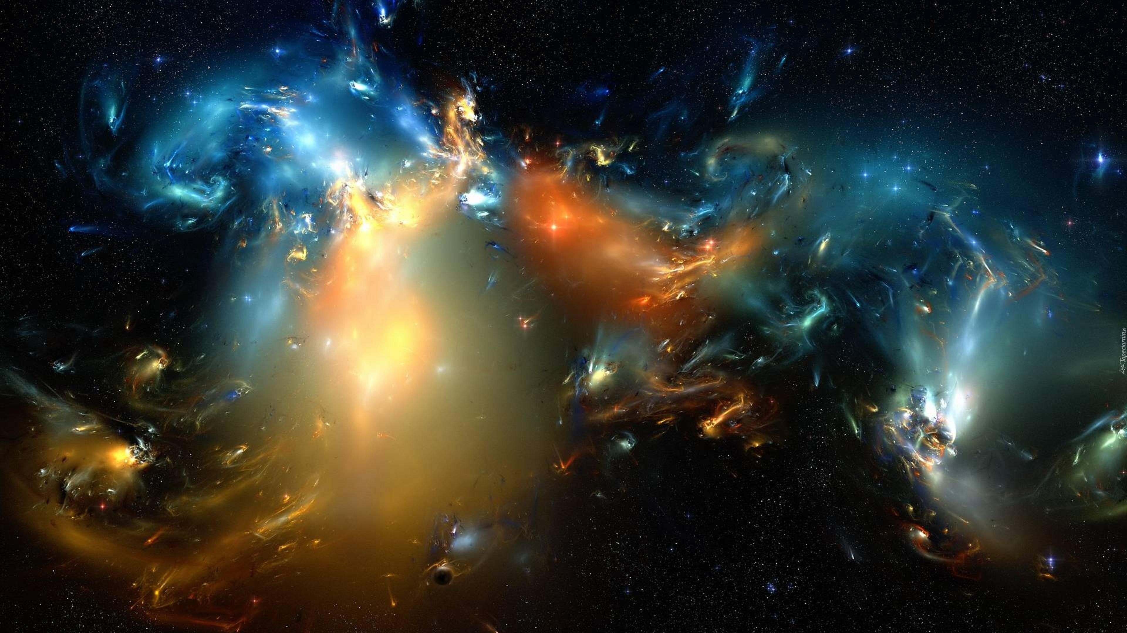 Orange and Blue Galaxy Illustration. Wallpaper in 3840x2160 Resolution