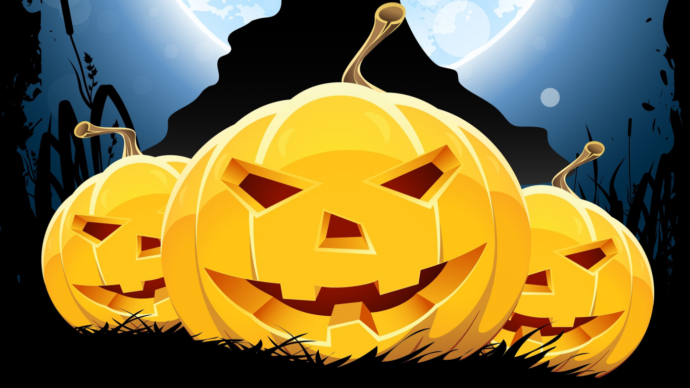 Halloween, Calabaza, Amarillo, Arte, Producir. Wallpaper in 1366x768 Resolution