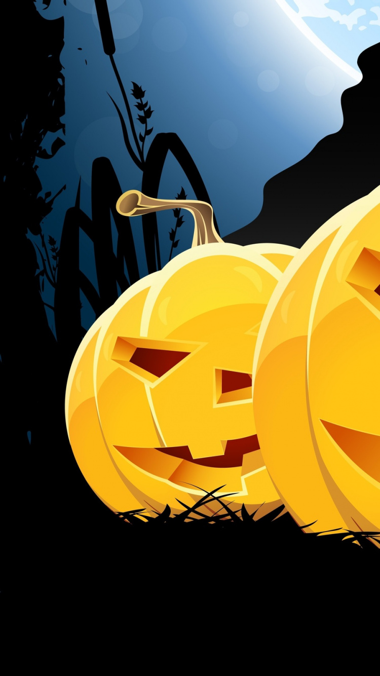 Halloween, Calabaza, Amarillo, Arte, Producir. Wallpaper in 750x1334 Resolution