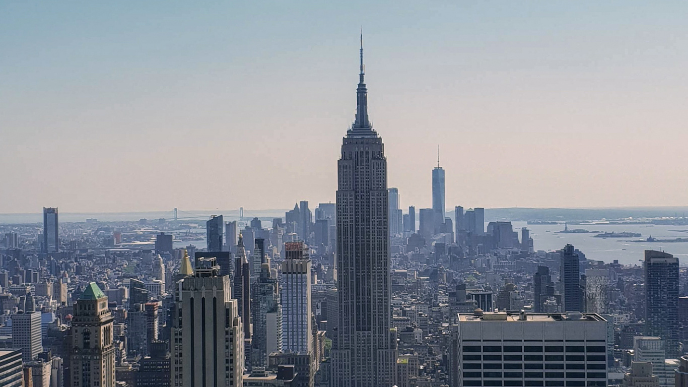Manhattan View, Empire State Building 壁纸 1366x768 允许