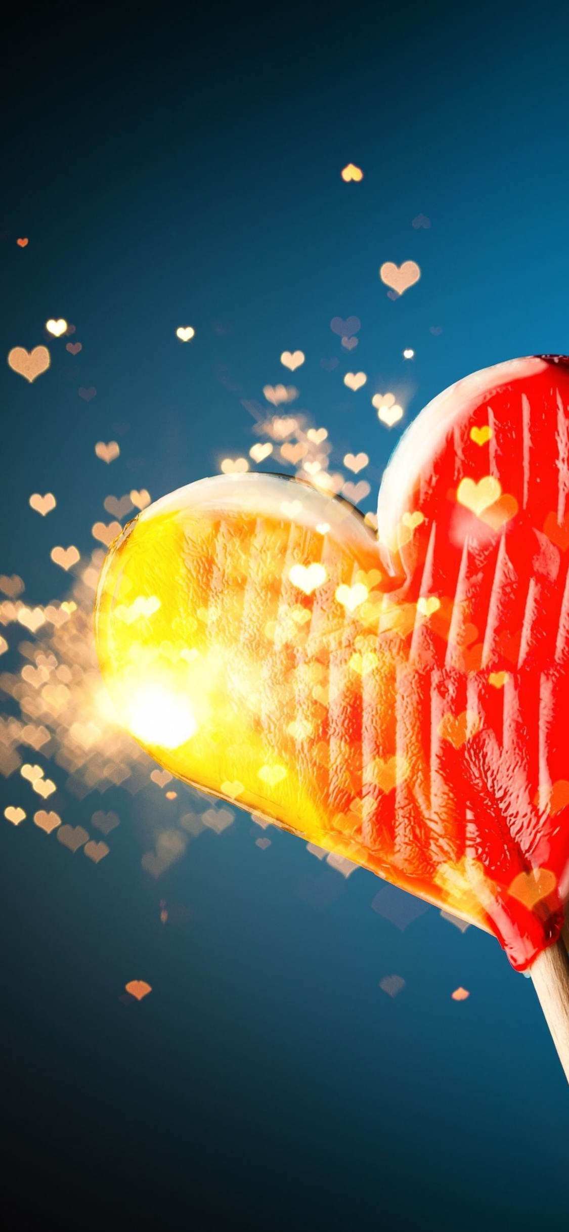 Herzen, Liebe, Valentines Tag, Licht, Himmel. Wallpaper in 1125x2436 Resolution