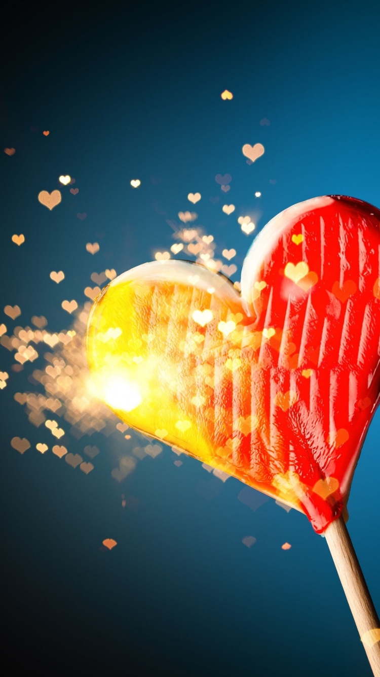 Cœur, Amour, le Jour de Valentines, Lumière, Ciel. Wallpaper in 750x1334 Resolution