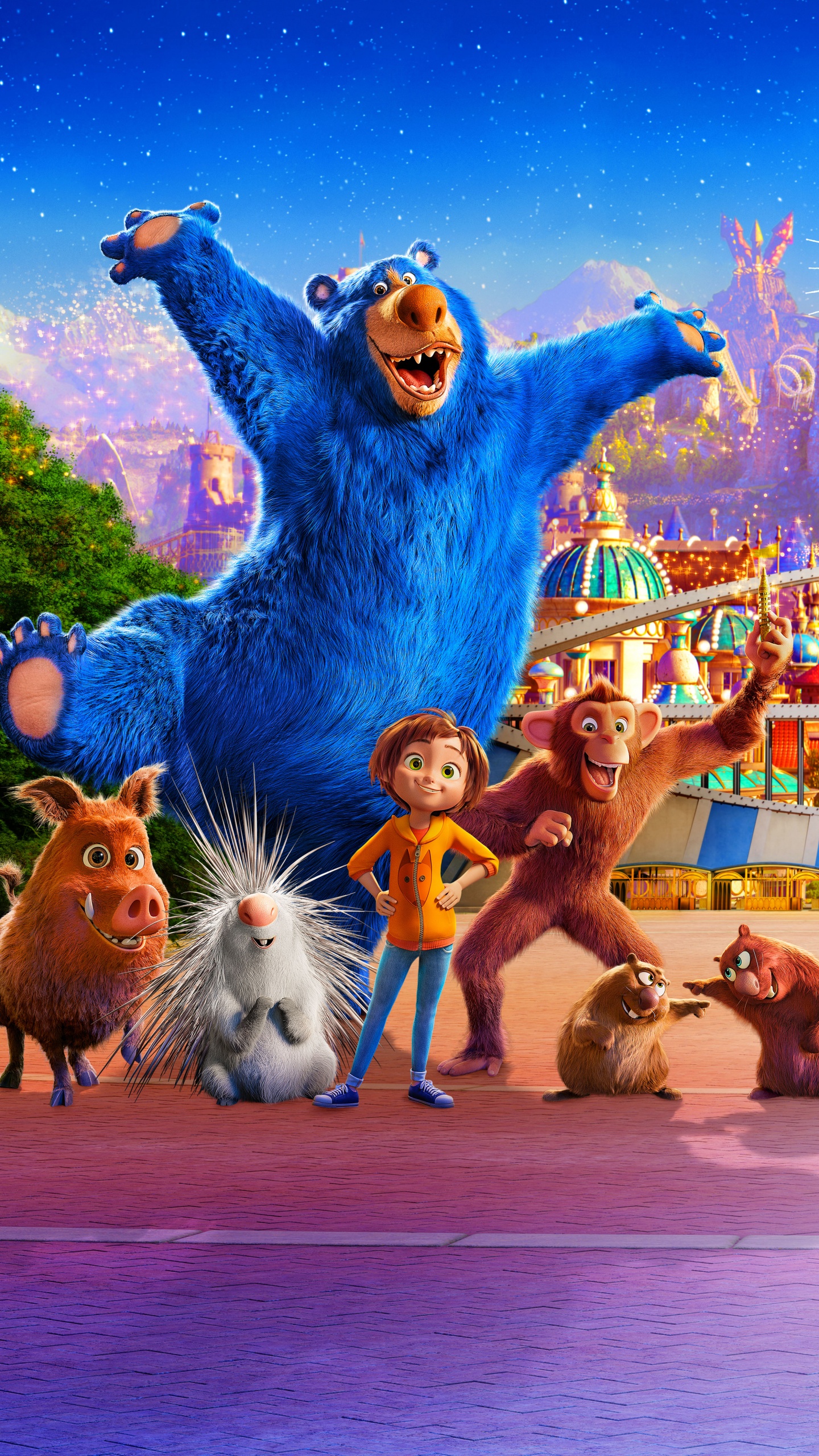 Estatua de Elefante Azul Sobre Suelo Azul. Wallpaper in 1440x2560 Resolution