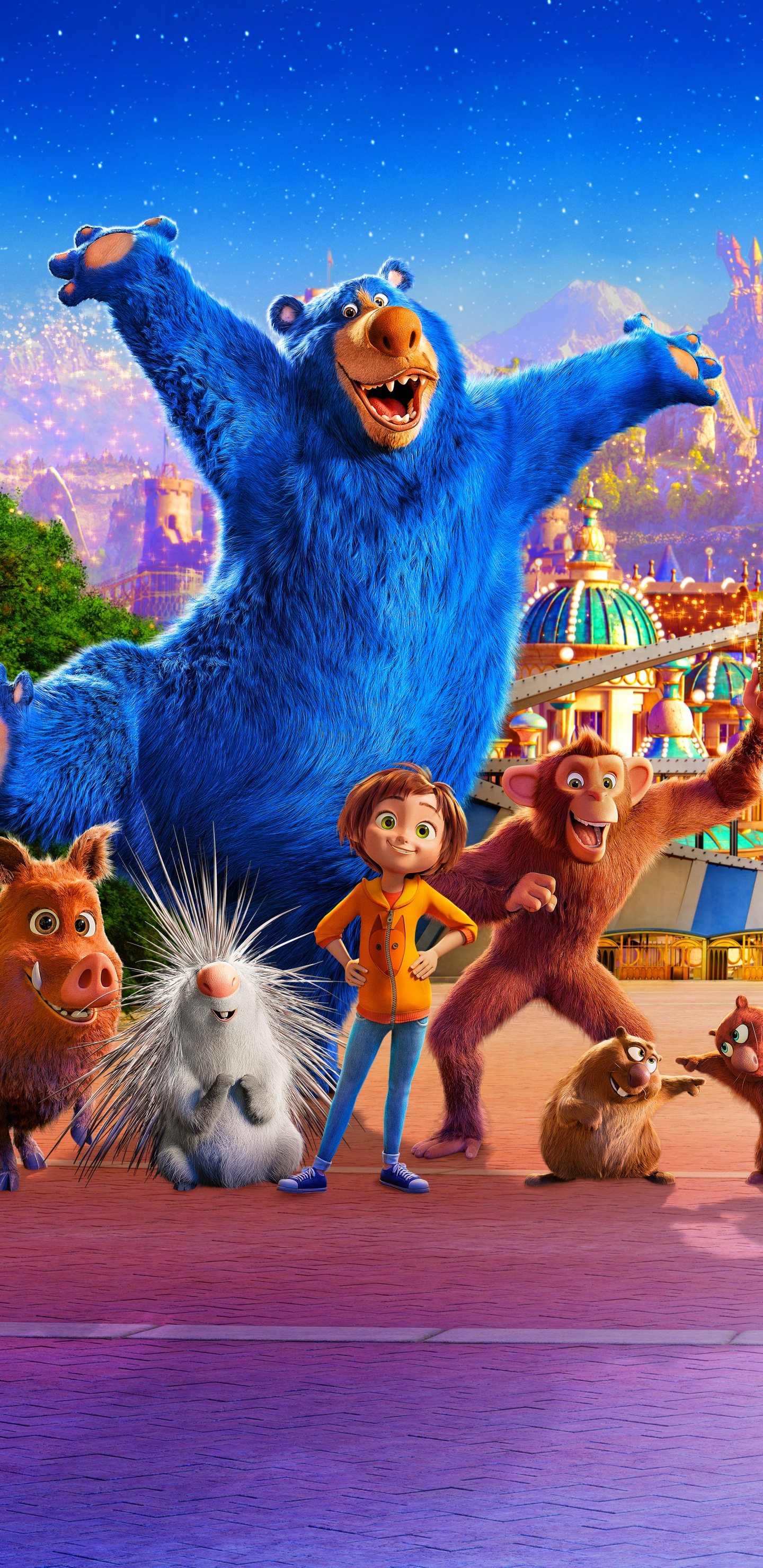 Estatua de Elefante Azul Sobre Suelo Azul. Wallpaper in 1440x2960 Resolution