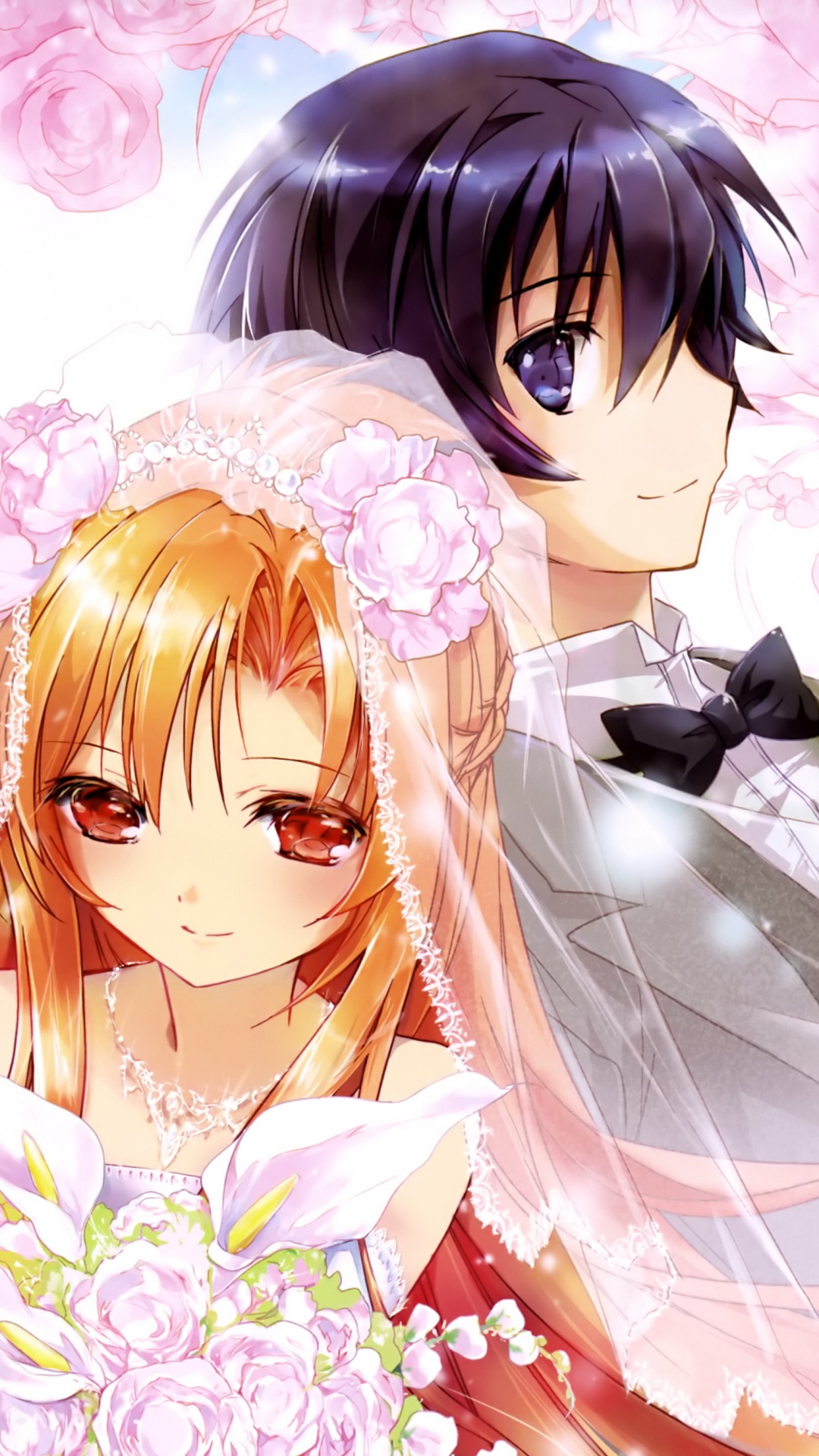 Frau im Weißen Und Rosa Blumenkleid Anime-Charakter. Wallpaper in 1080x1920 Resolution