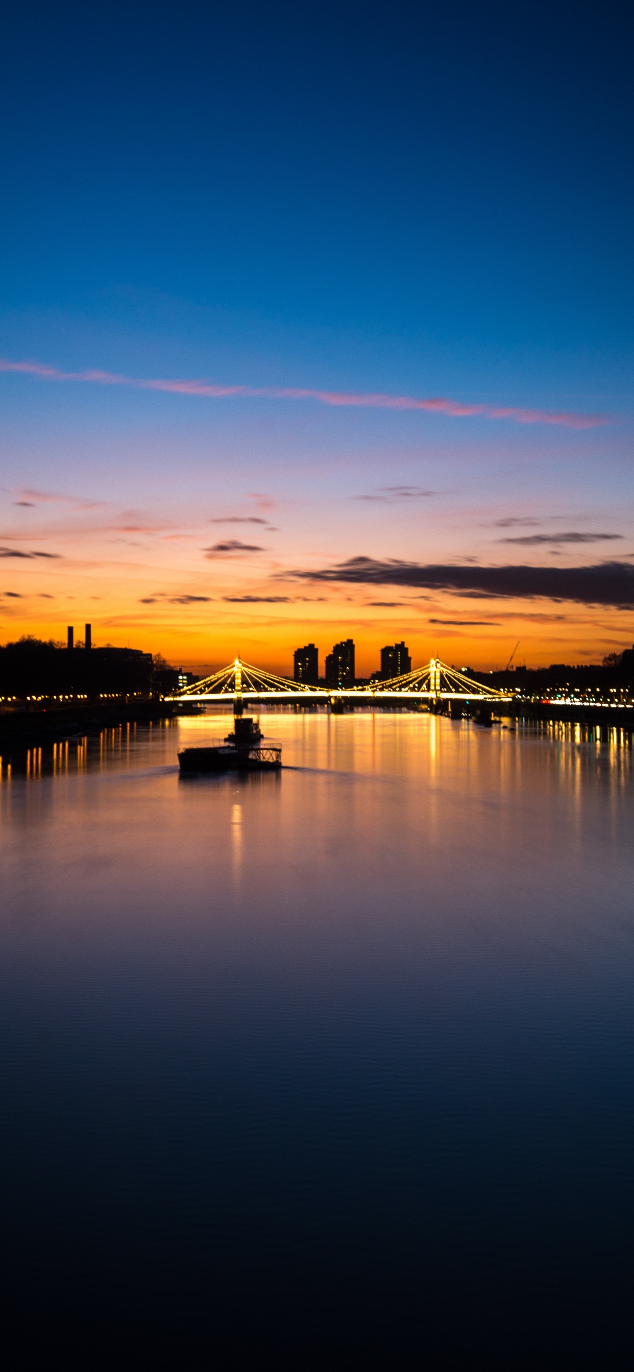 Silhouette of Boat on Water During Sunset. Wallpaper in 1242x2688 Resolution