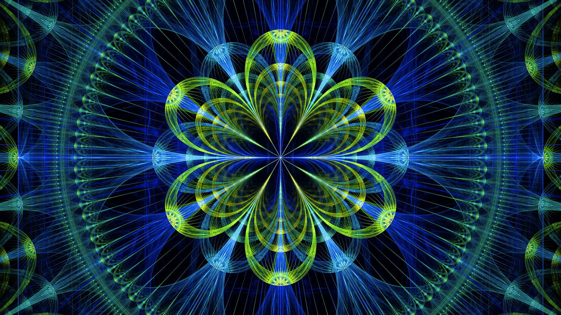 分形技术, 迷幻术, 电蓝色的, 对称, 艺术 壁纸 1920x1080 允许