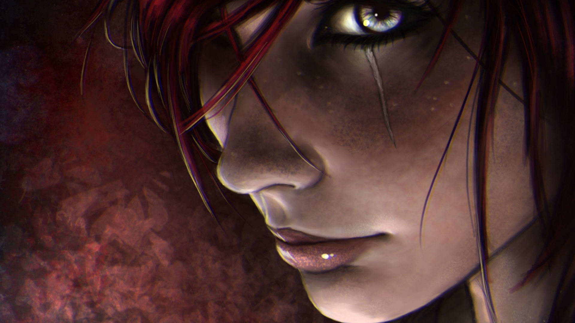 Femme Aux Cheveux Noirs et Aux Yeux Rouges. Wallpaper in 1920x1080 Resolution