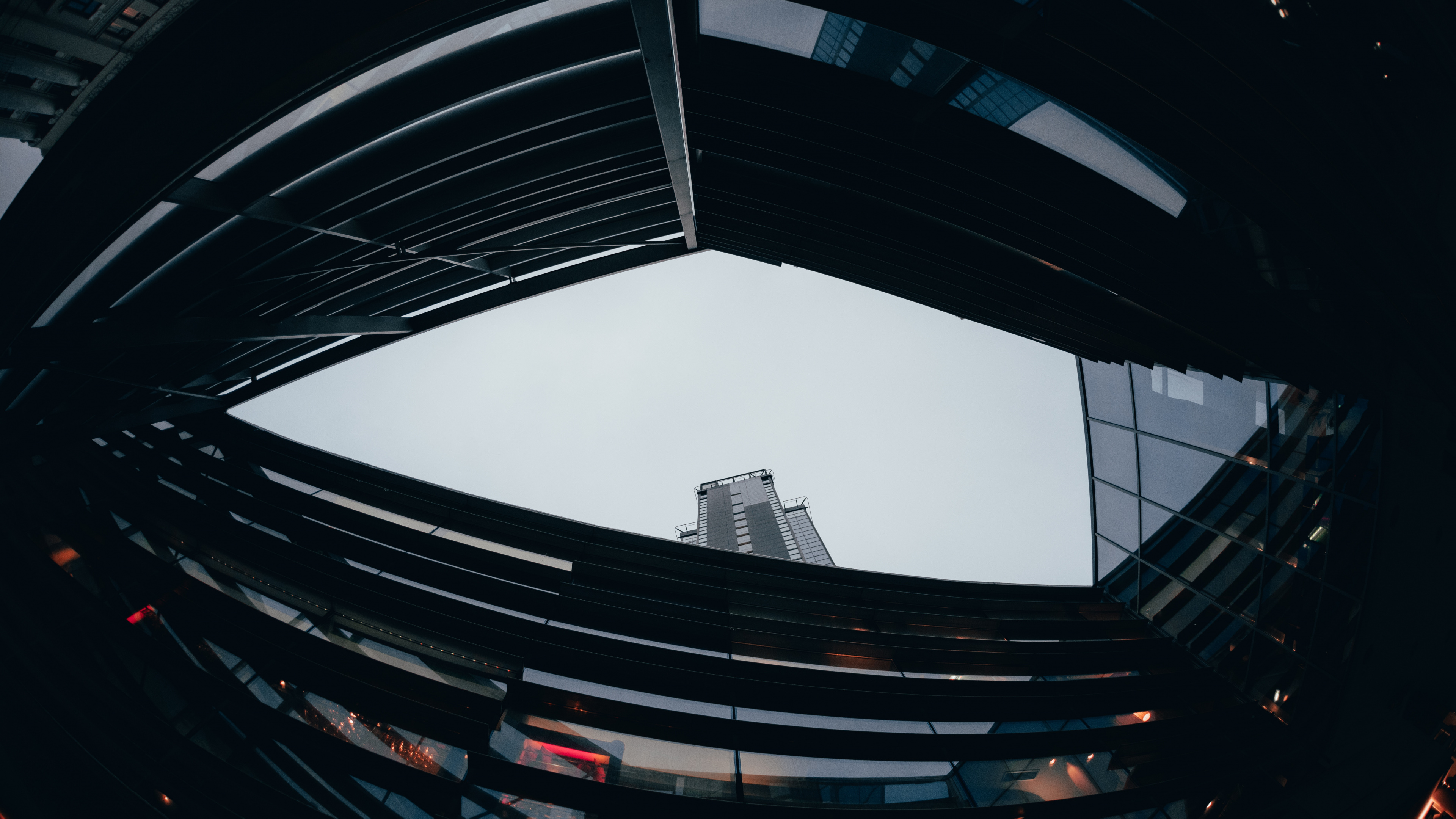 建筑, 鱼眼镜头, 圆圈, 空间, 天花板 壁纸 3840x2160 允许