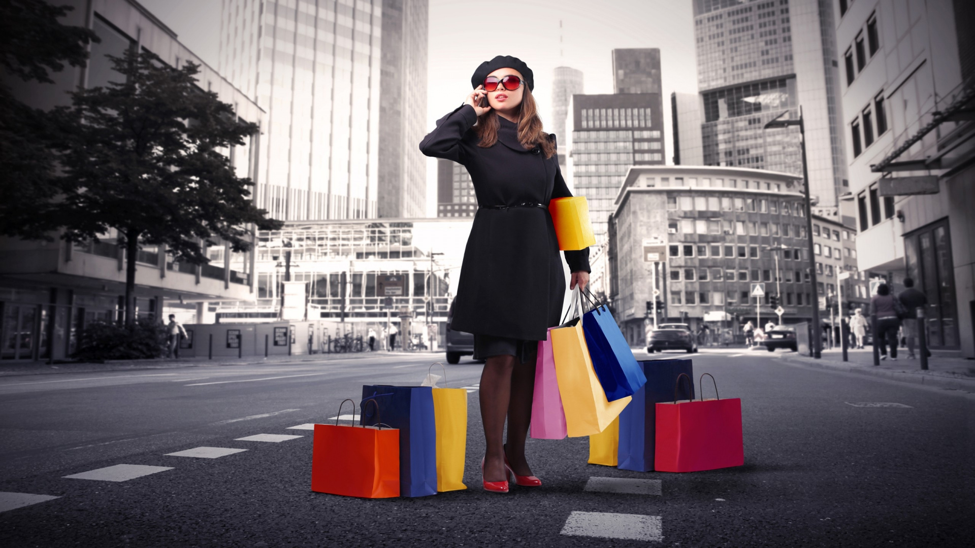 Shopping, Online-shopping, Street, Kleidung, Mädchen. Wallpaper in 1920x1080 Resolution