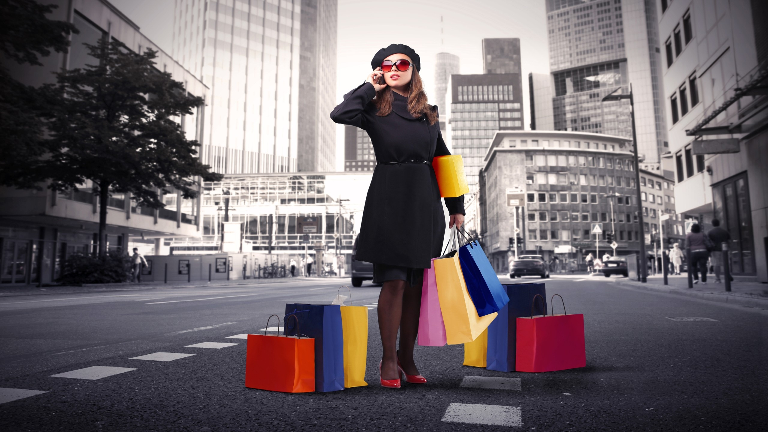 Shopping, Online-shopping, Street, Kleidung, Mädchen. Wallpaper in 2560x1440 Resolution