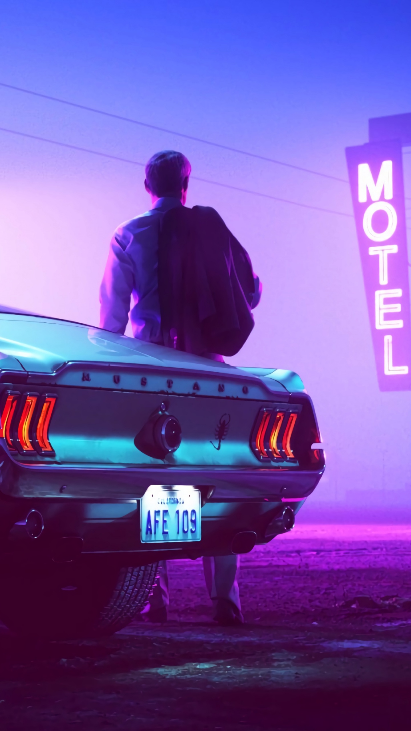 L'homme en Veste Noire Debout à Côté de Bleu Bmw m 3. Wallpaper in 1440x2560 Resolution