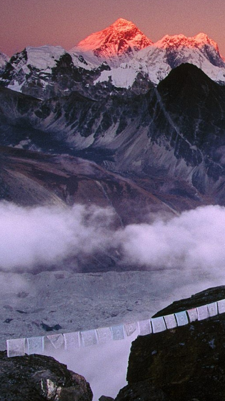 Gray and White Mountain Under White Clouds. Wallpaper in 720x1280 Resolution