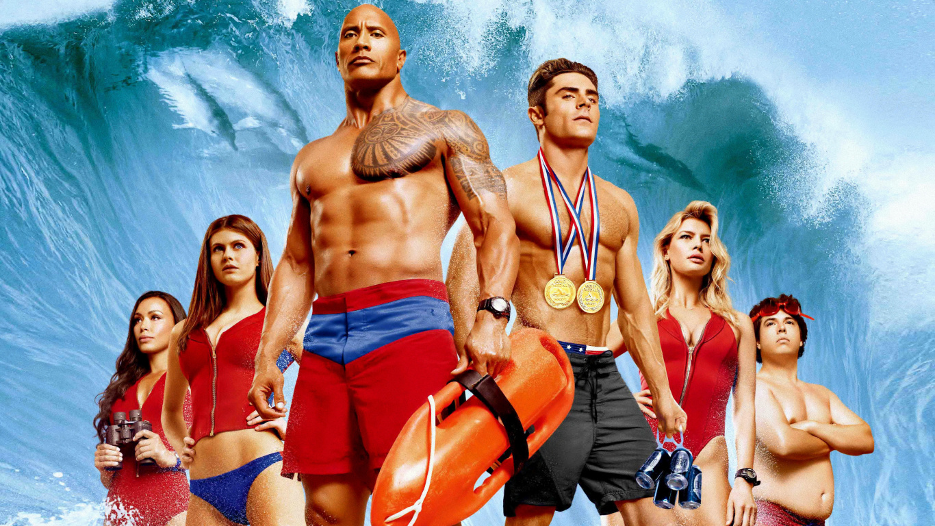 Dwayne Johnson, Zac Efron, Diversión, Músculos, Ocio. Wallpaper in 1366x768 Resolution