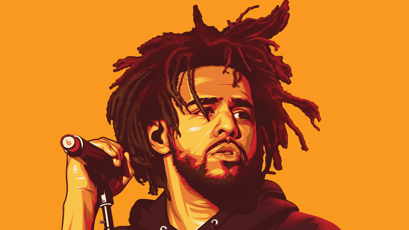 J Cole, Hip Hop Music, Art, Hair, Dreadlocks. Wallpaper in 1366x768 Resolution