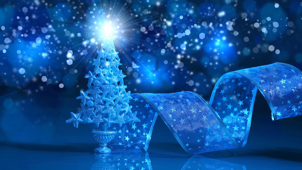 Weihnachten, Illustration, Blau, Licht, Weihnachtsdekoration. Wallpaper in 1280x720 Resolution