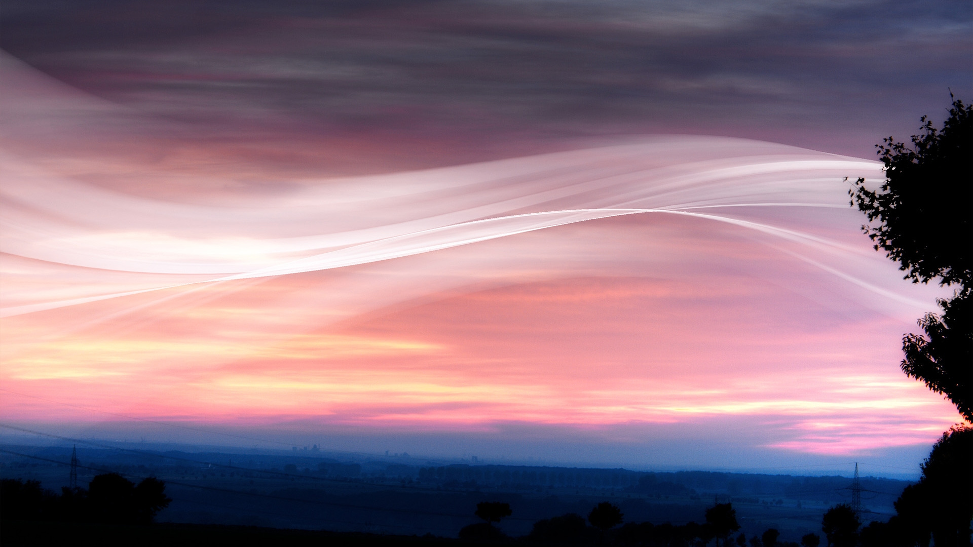 Silhouette Des Berges Unter Orangefarbenem Und Blauem Himmel. Wallpaper in 1920x1080 Resolution