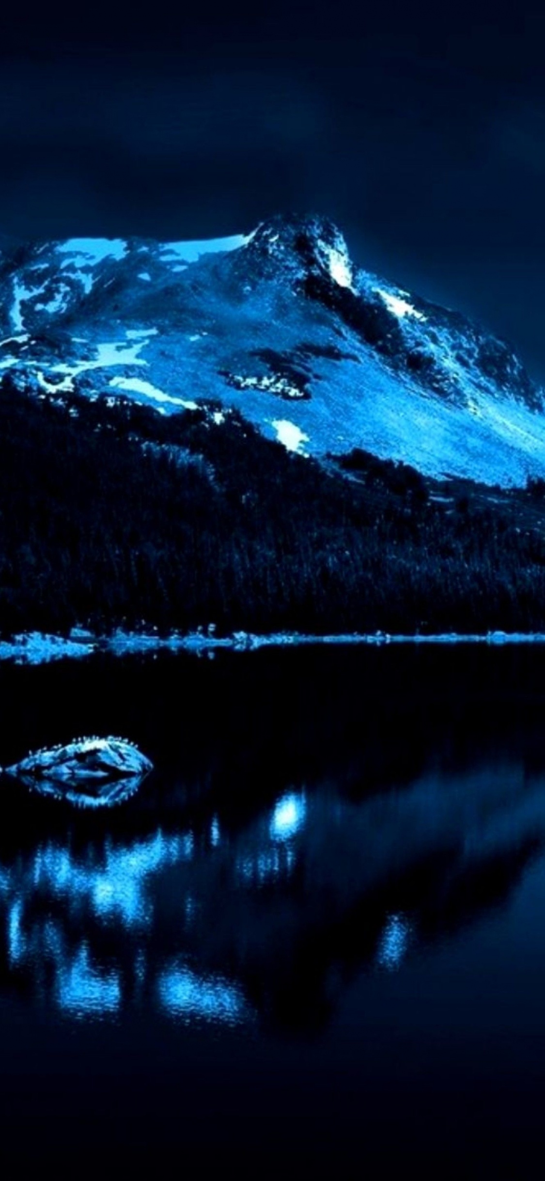 Pleine Lune Sur Lac et Montagne. Wallpaper in 1125x2436 Resolution