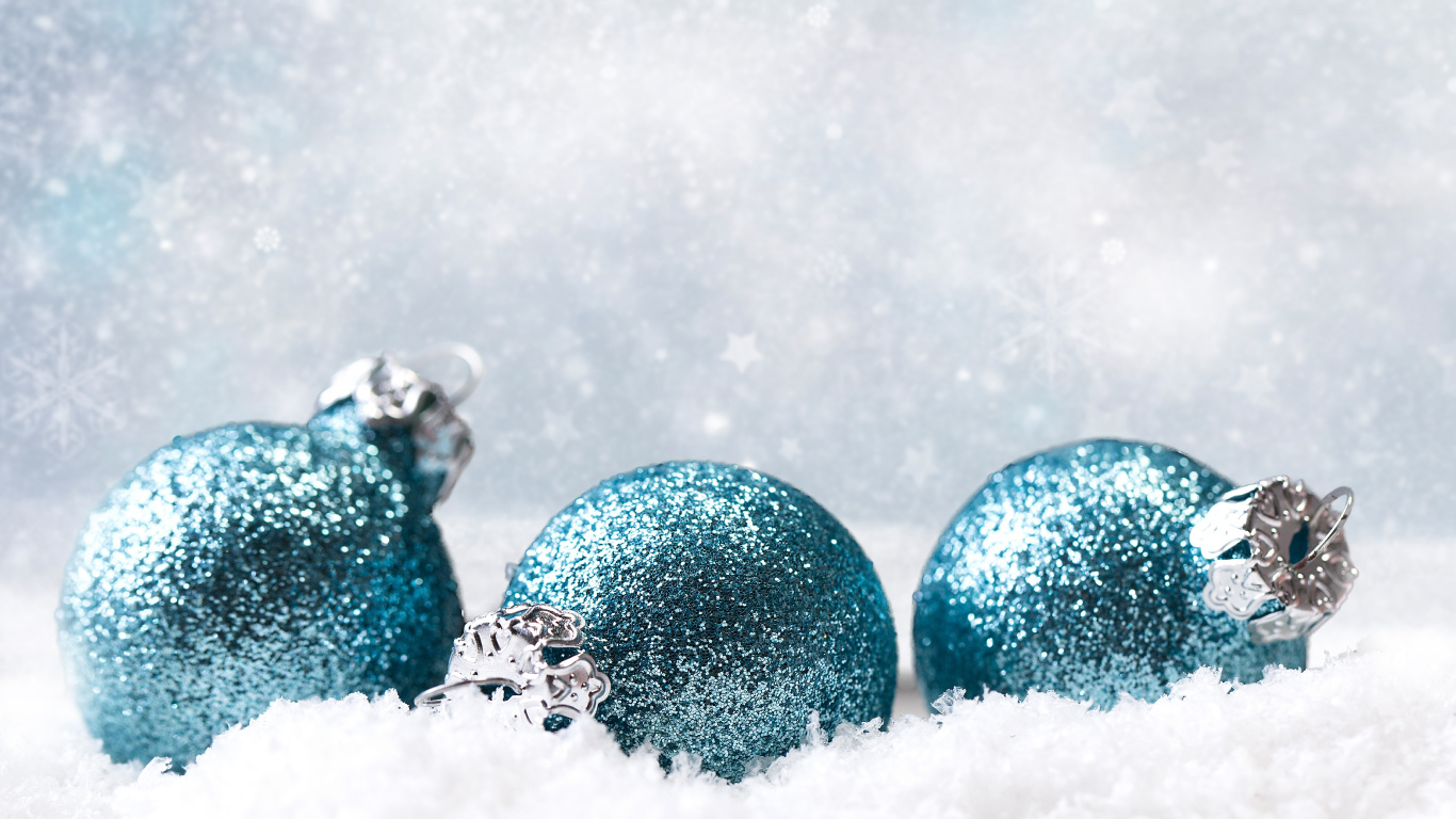 Christmas Day, Christmas Ornament, Holiday, Blue, Turquoise. Wallpaper in 1366x768 Resolution