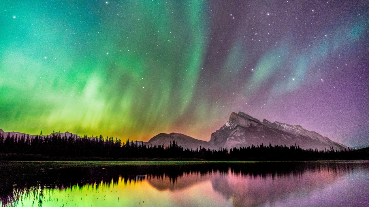 Banff, Aurora, Nature, Natural Landscape, Green. Wallpaper in 1280x720 Resolution