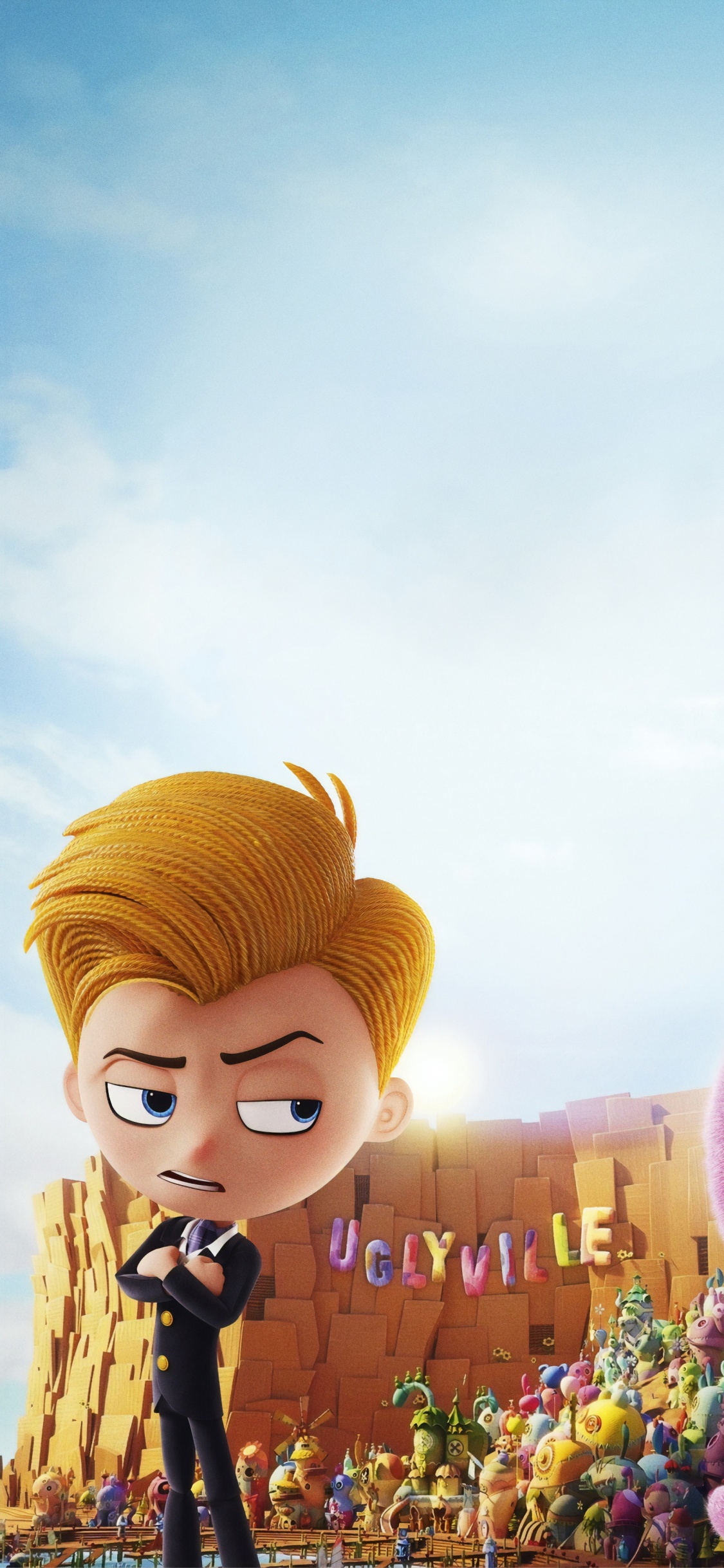 Personajes de Dibujos Animados de Animales Morados y Rosados. Wallpaper in 1125x2436 Resolution