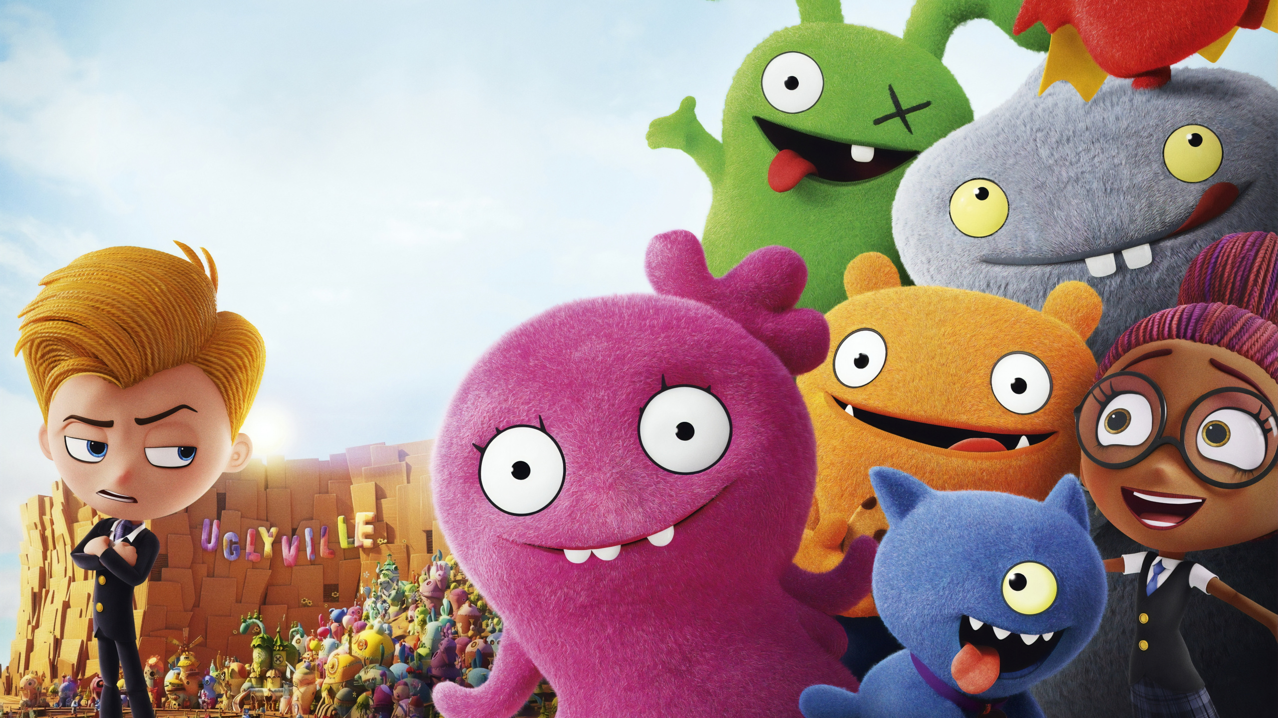 Purple and Pink Animal Cartoon Characters. Wallpaper in 2560x1440 Resolution