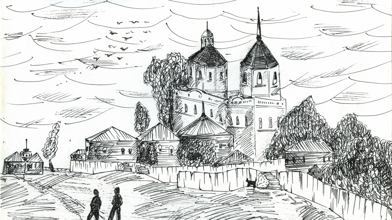 Croquis de Château Noir et Blanc. Wallpaper in 1280x720 Resolution