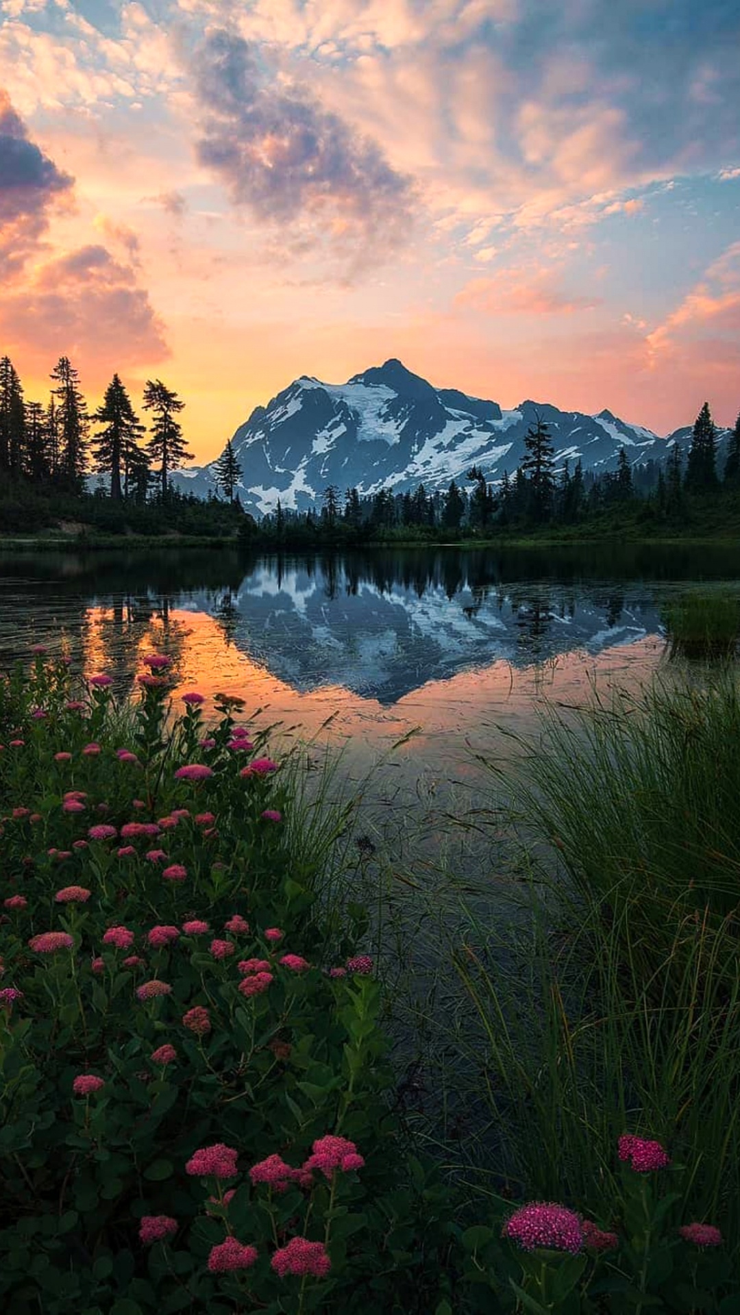 Mount Shuksan Sunset, Mountain, Mount Scenery, Fjord, Nature. Wallpaper in 1080x1920 Resolution