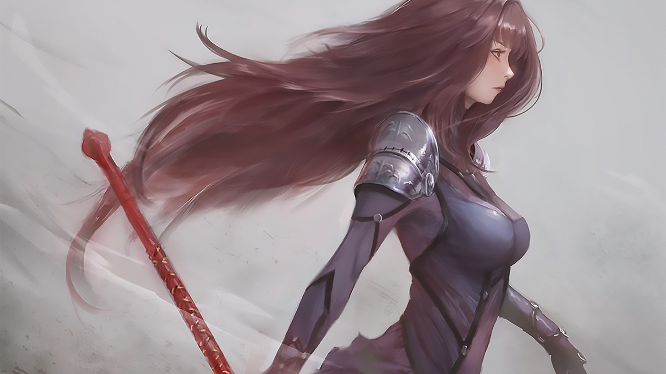 Femme en Robe Noire et Blanche Tenant un Bâton Rouge. Wallpaper in 1366x768 Resolution