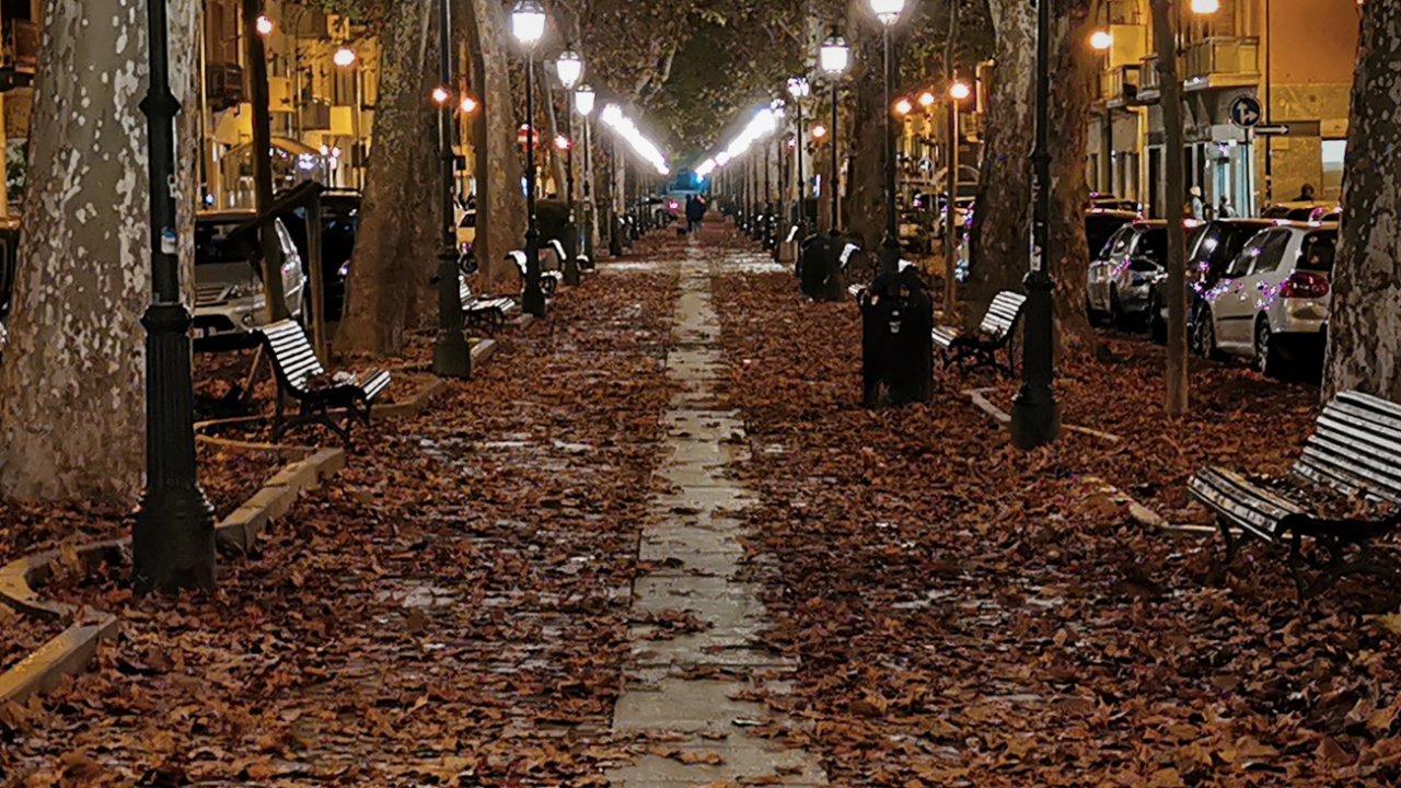 Apple, IPhone, Manzana, Parque de Otoño, la Luz de Calle. Wallpaper in 1280x720 Resolution