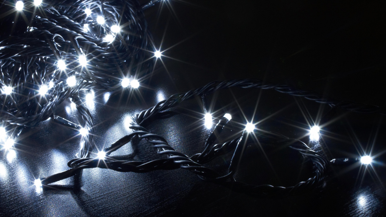 Garland, Black, Light, Lighting, Night. Wallpaper in 1280x720 Resolution