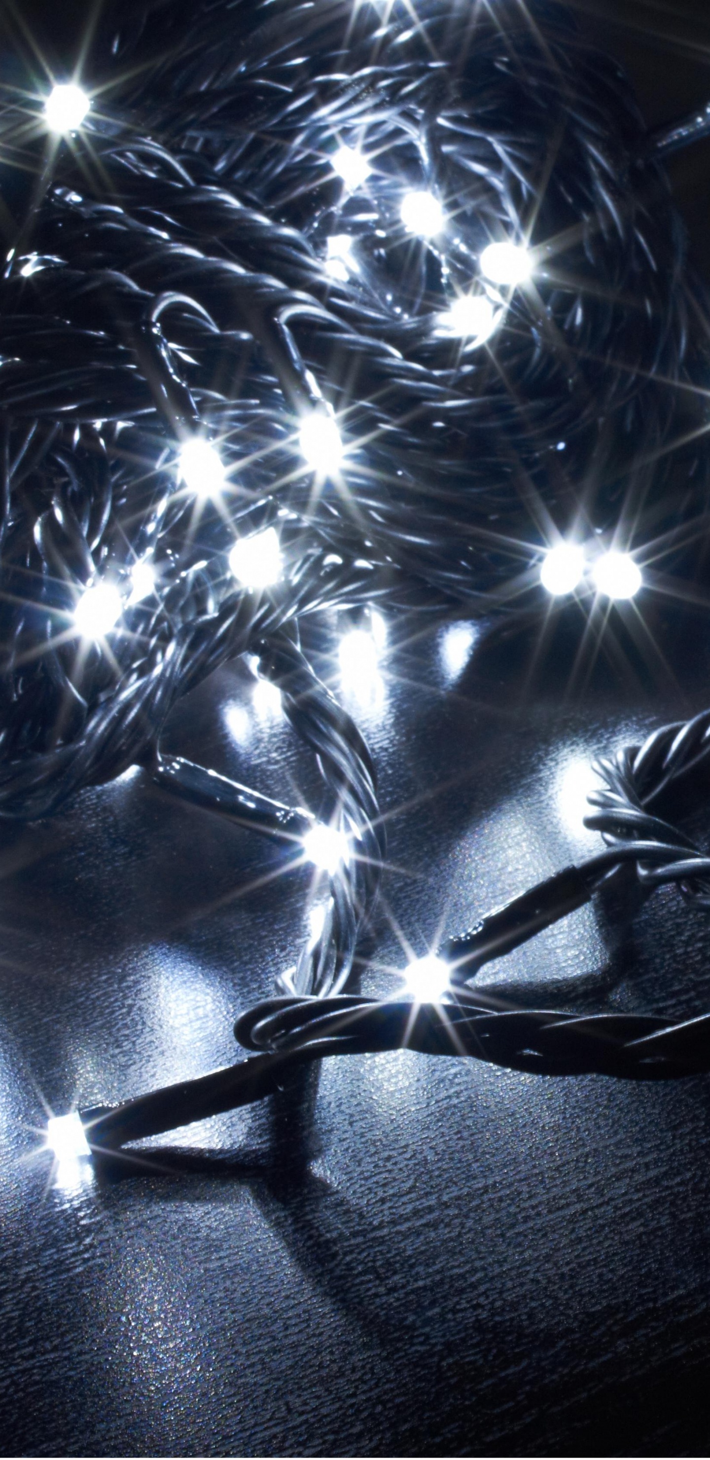 Garland, Black, Light, Lighting, Night. Wallpaper in 1440x2960 Resolution