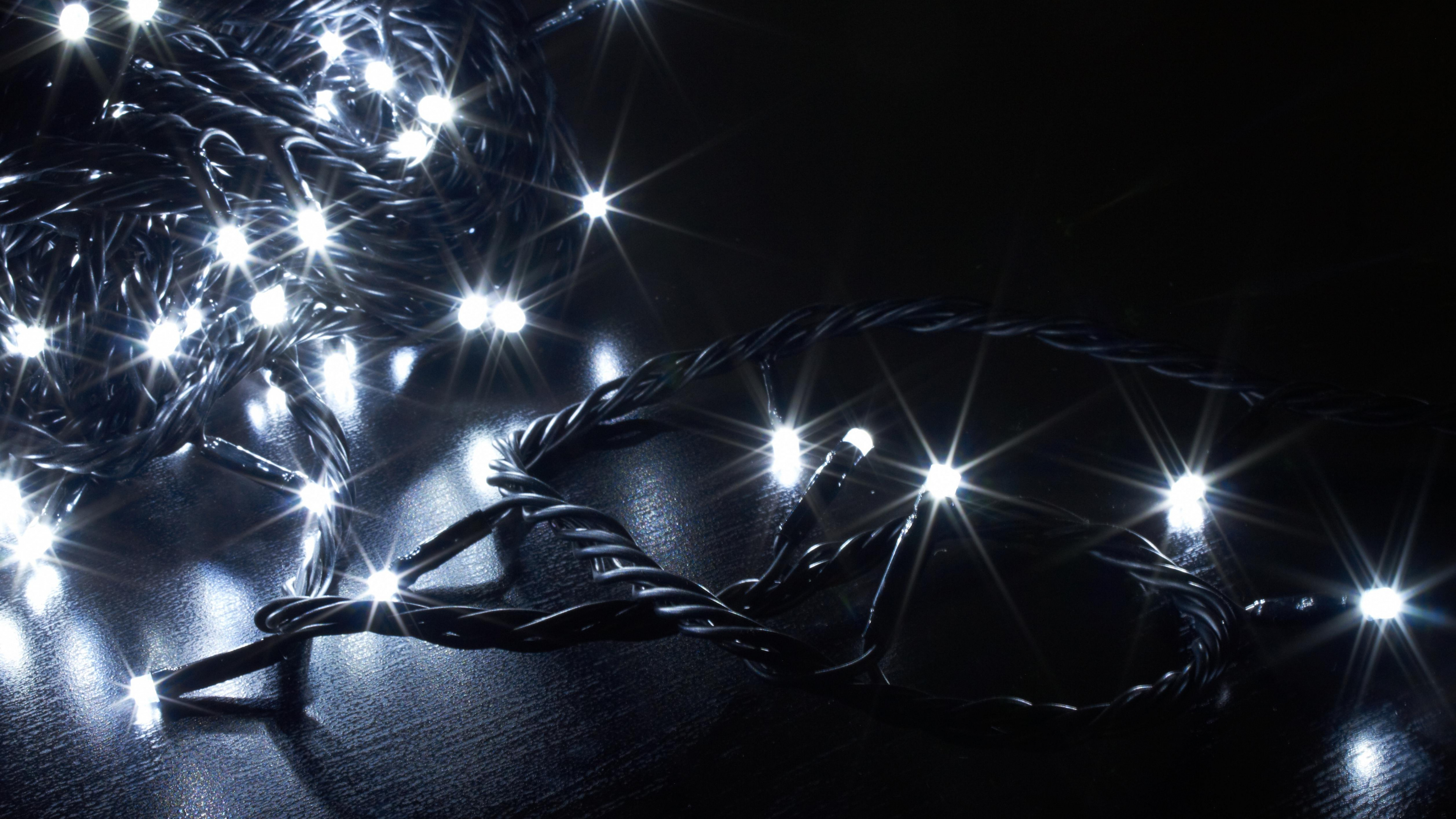 Guirlande, Noir, Lumière, Éclairage, Nuit. Wallpaper in 3840x2160 Resolution