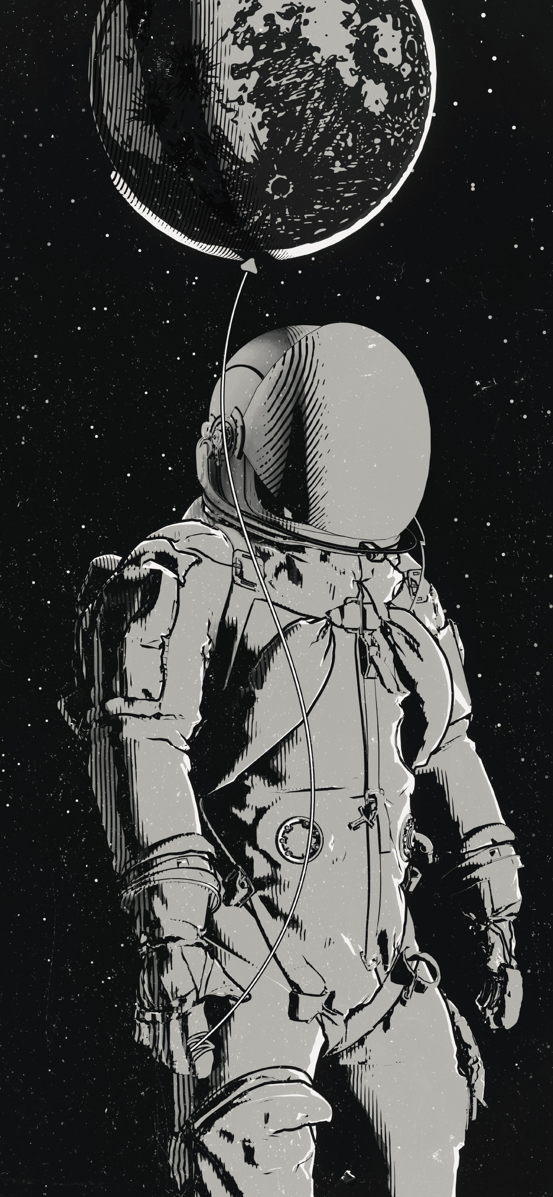 Monochrome, Visual Arts, Astronaut, Sleeve, Headgear. Wallpaper in 1125x2436 Resolution