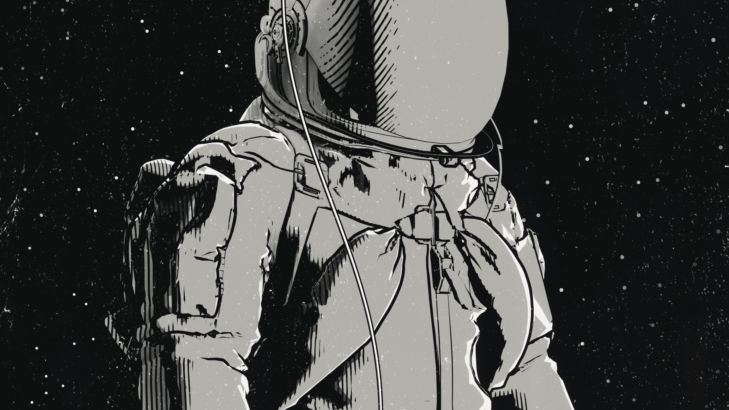 Monocromo, Artes Visuales, Astronauta, Manga, Arnés. Wallpaper in 2560x1440 Resolution